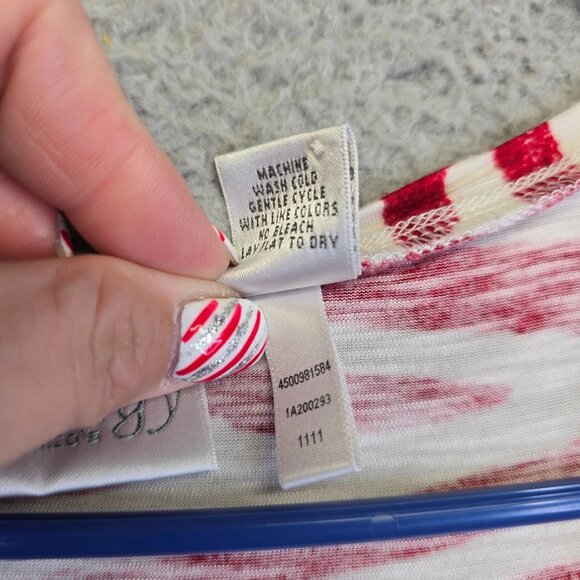 Zenergy by Chicos Top Womens 3 XL/16 Red Scoop Neck Abstract Hippie Y2K Colorful - Picture 7 of 8